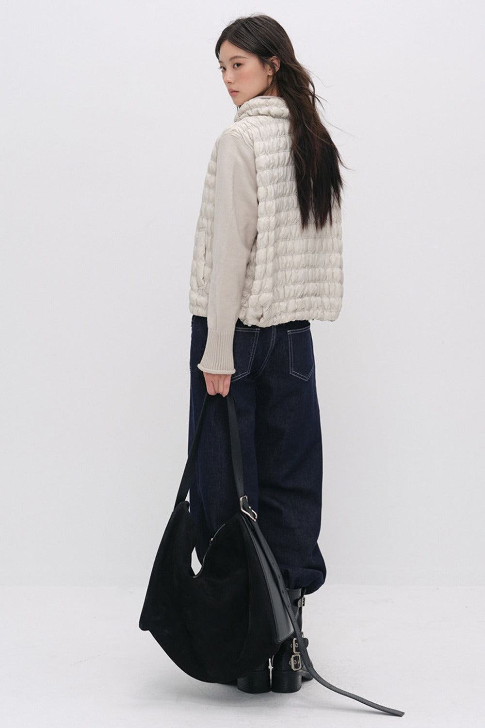 Knit Spliced Quilted Down Jacket