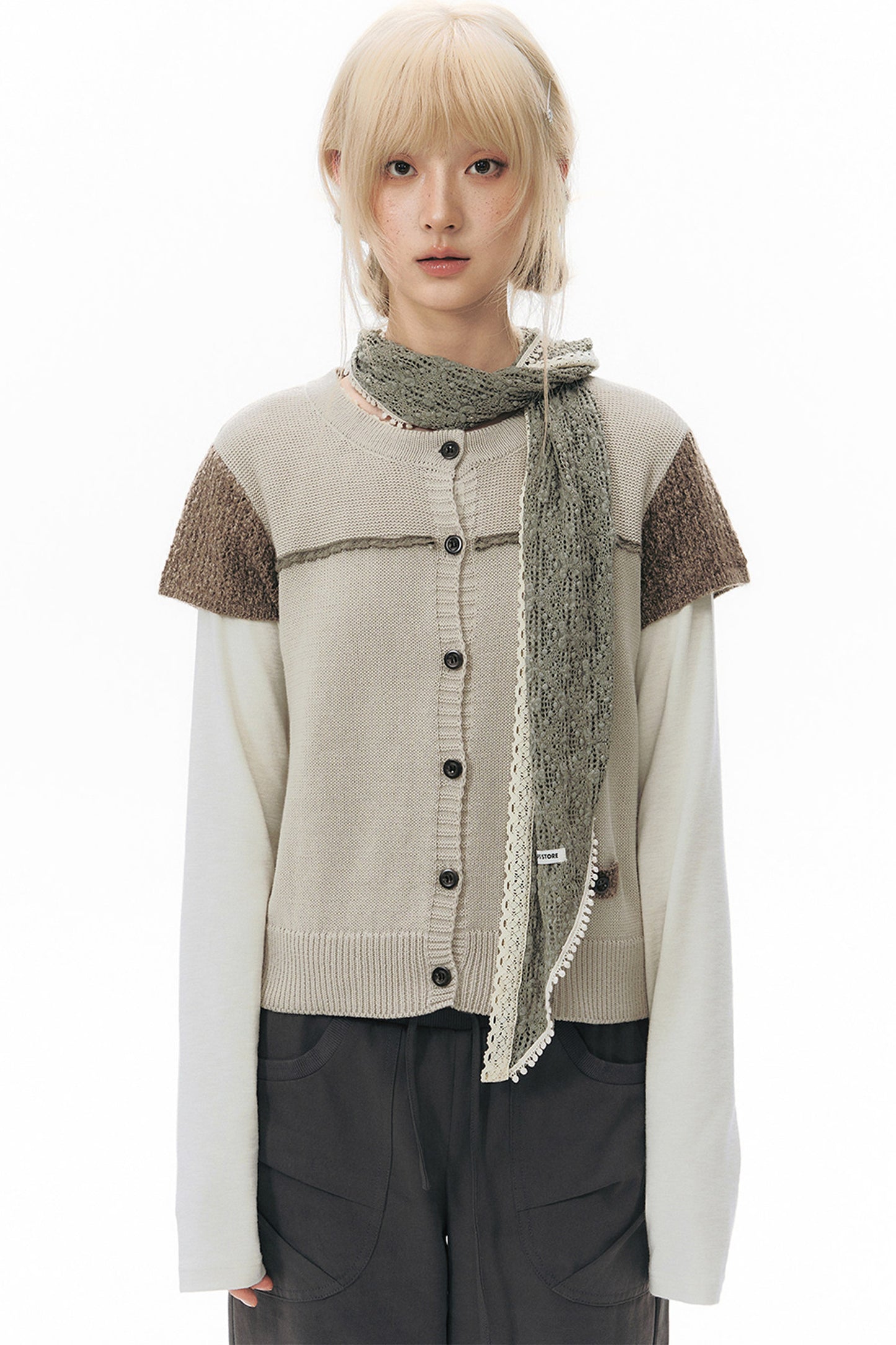 Hollow-out Short Sleeve Knit Cardigan