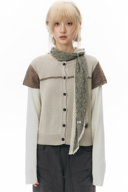 Hollow-out Short Sleeve Knit Cardigan