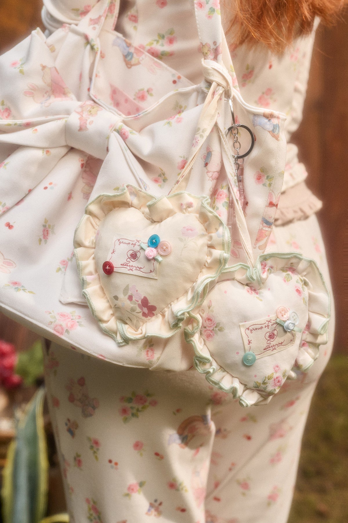 Hand-Painted Heart Pendant Soft Bag