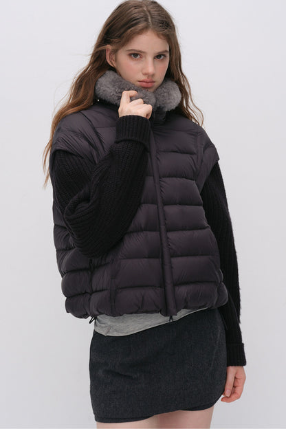 Convertible Detachable Knit Sleeve Down Vest