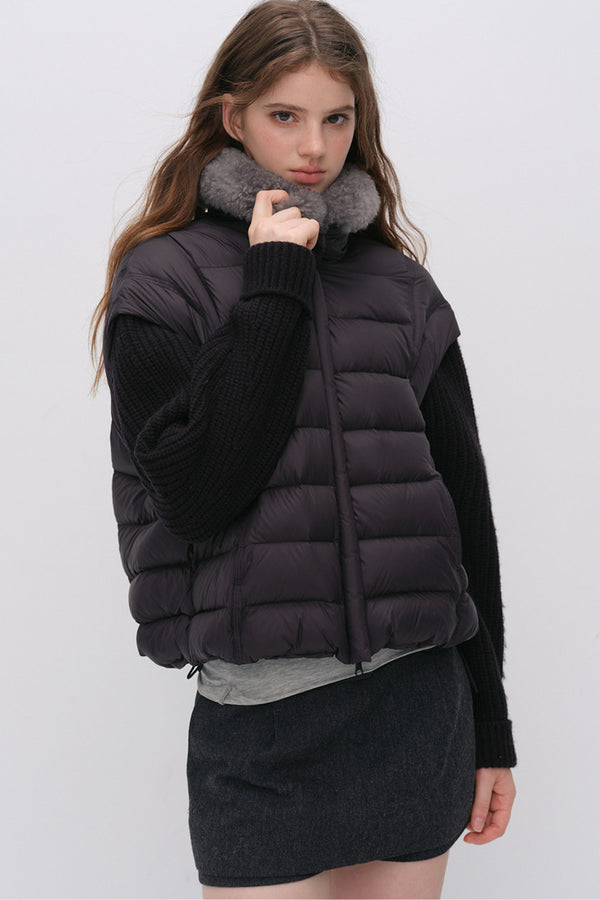 Convertible Detachable Knit Sleeve Down Vest