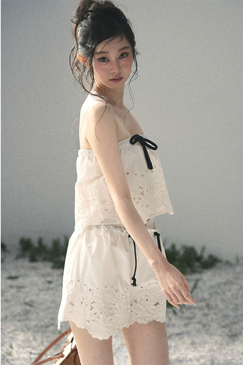 Embroidered Floral Vest and Shorts Set-Up