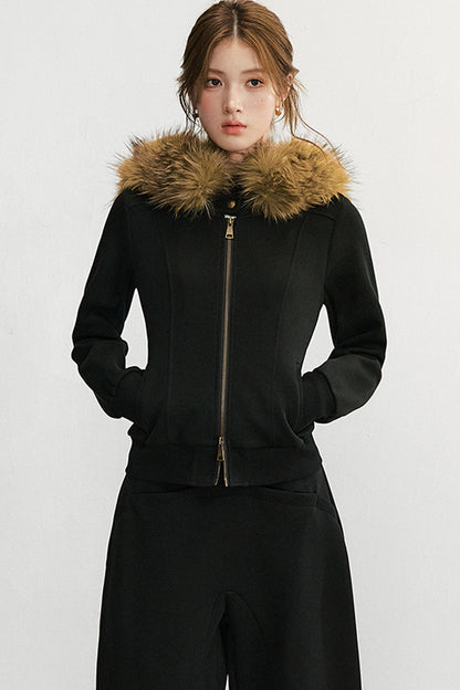 Ensemble veste à capuche zippée et pantalon de survêtement à jambes larges