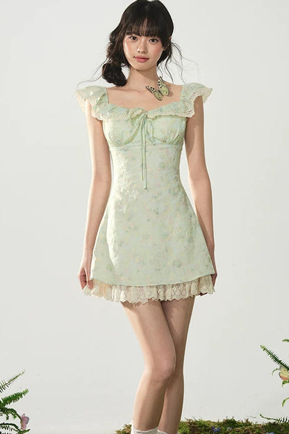 Mint Flutter Floral Dress