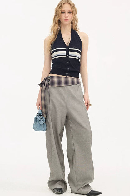 Gilet halter lavorato a maglia a righe