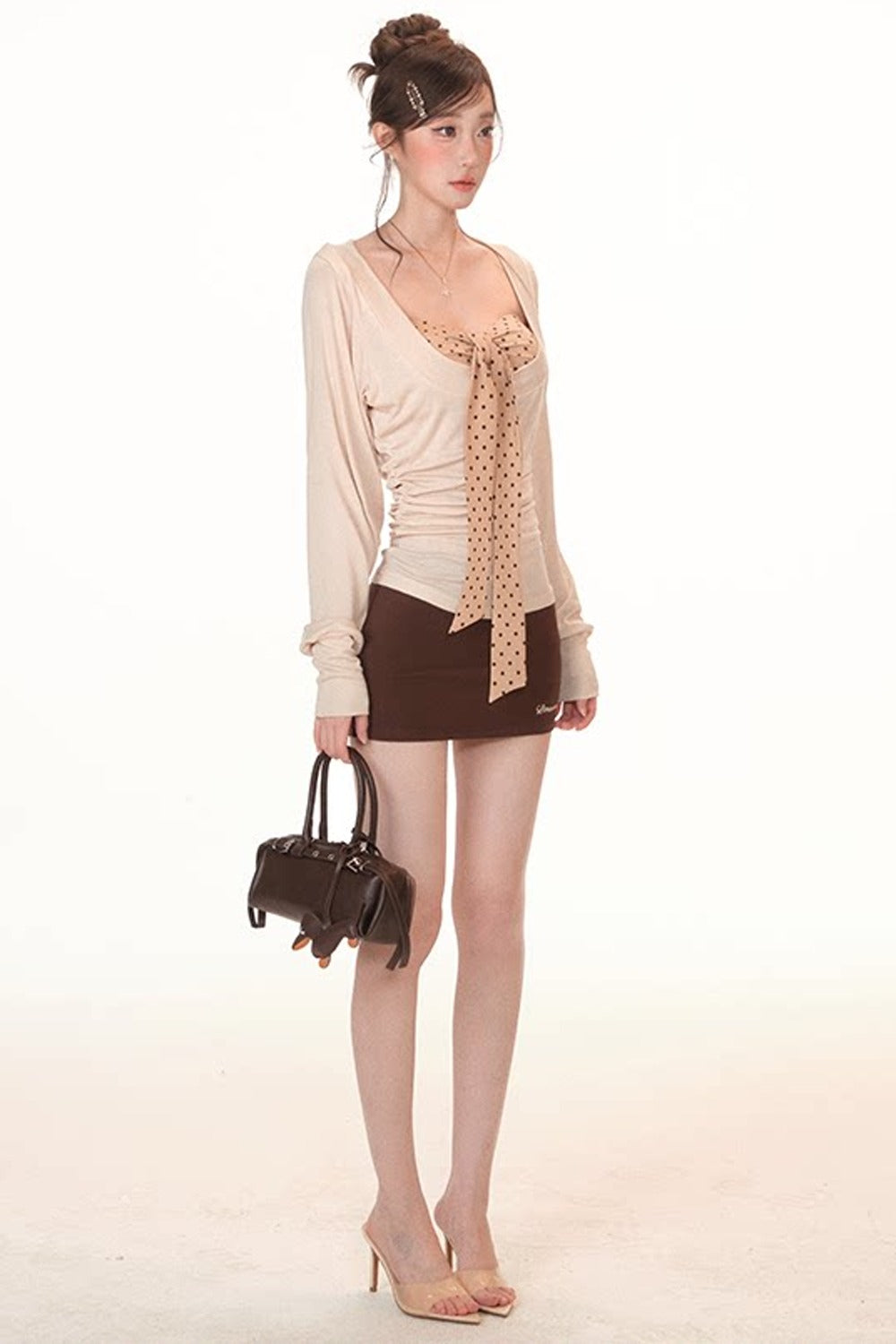 Autumn Long-Sleeve Base Shirt Tube Top and Skirt Set-Up