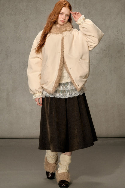 Fur Collar Bud-Shaped Down Jacket
