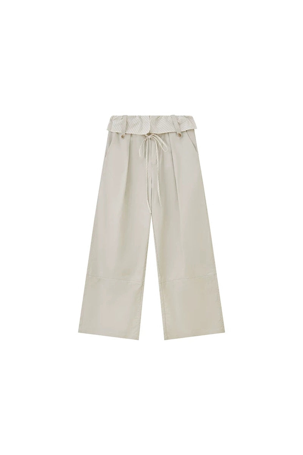 Pantalon droit à rayures et empiècements