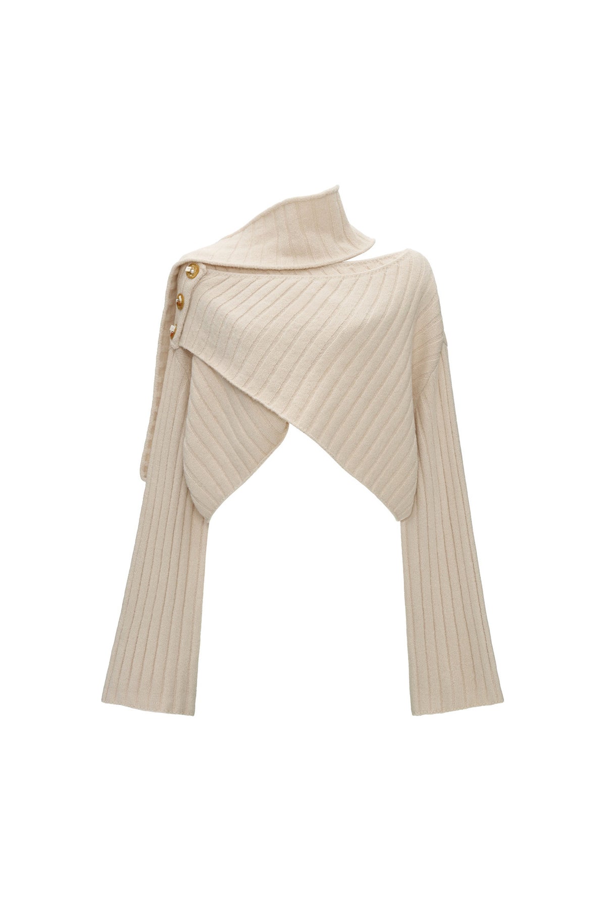 Cross Wide-Neck Knit Sweater