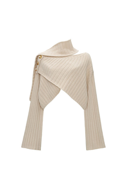 Cross Wide-Neck Knit Sweater