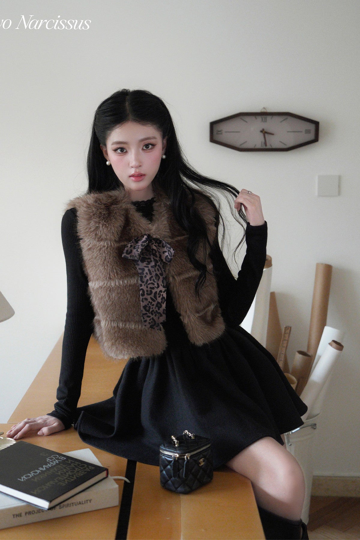Bowknot Leopard Fur Vest