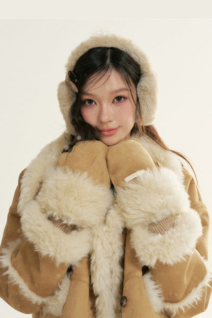 Loose Fur Integrated Suede Jacket