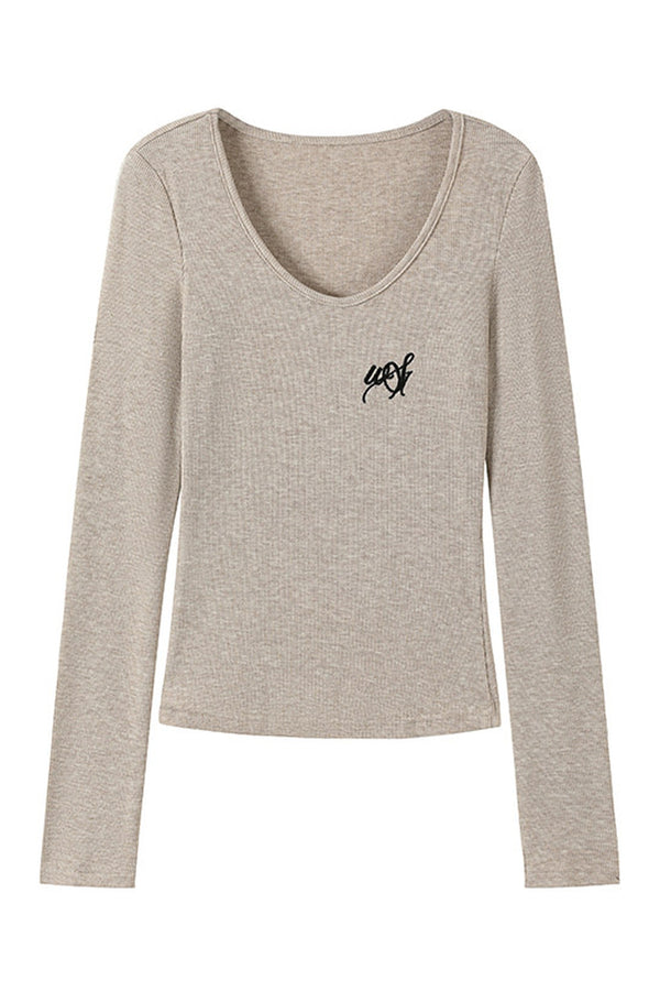 Oatmeal Mid-Sleeve Knit Sweater Set-Up
