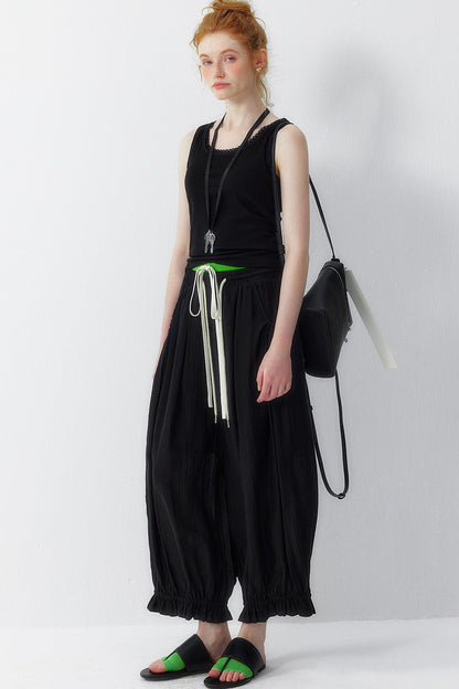 Lyocell Wide Leg Lantern Pants