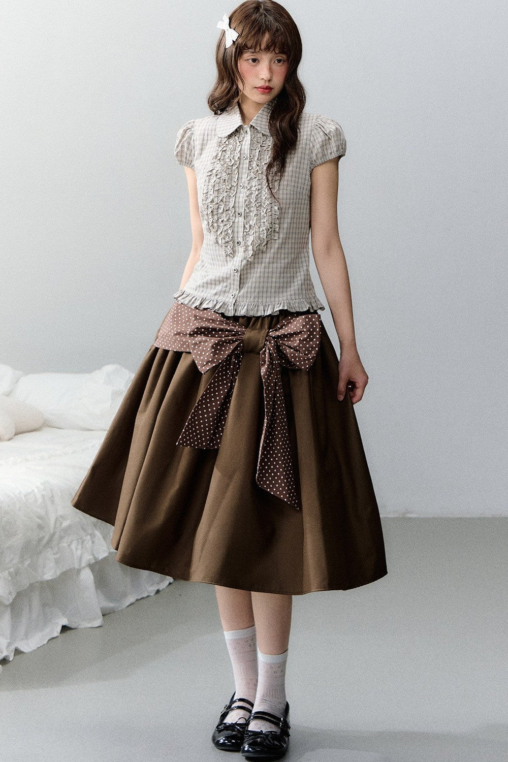 Polka Dot Retro Midi Skirt