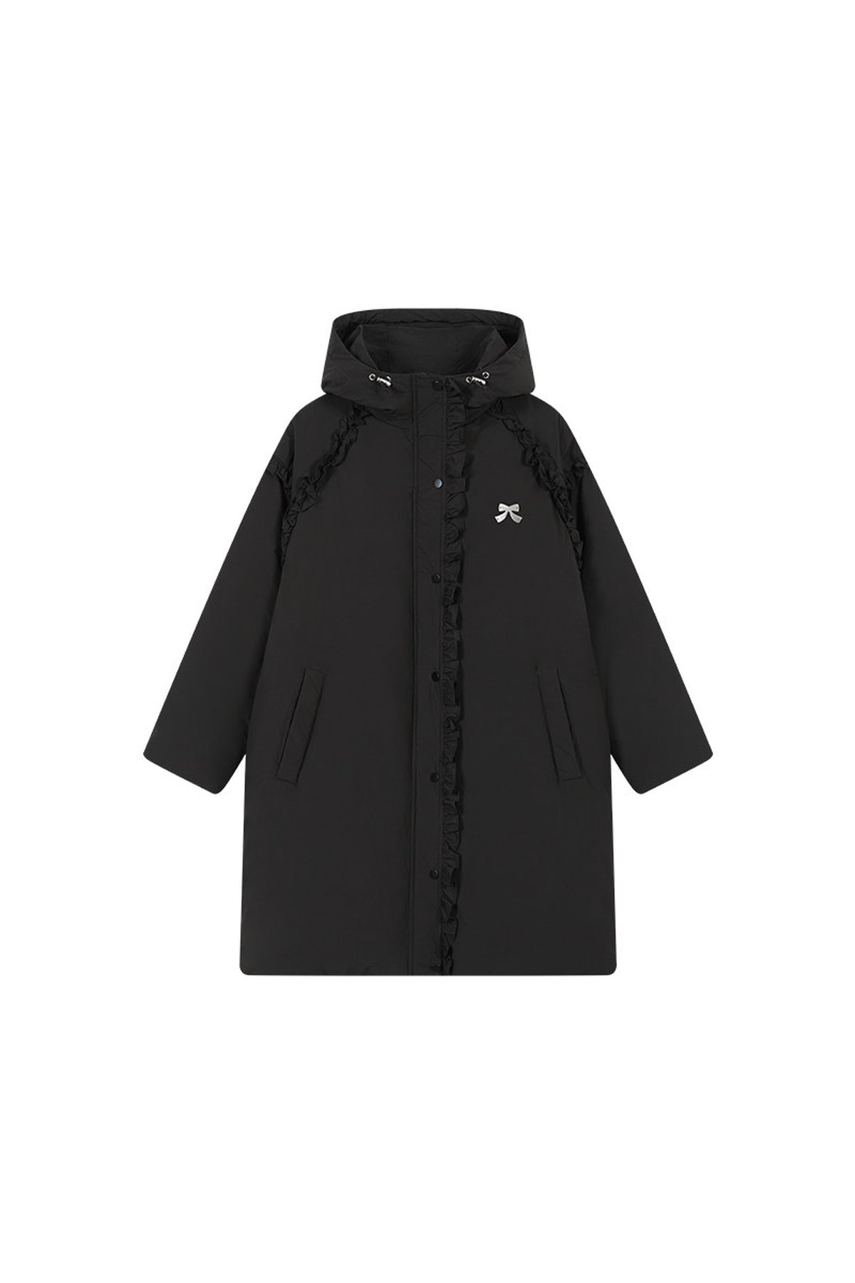 Lace Trim Long Down Jacket