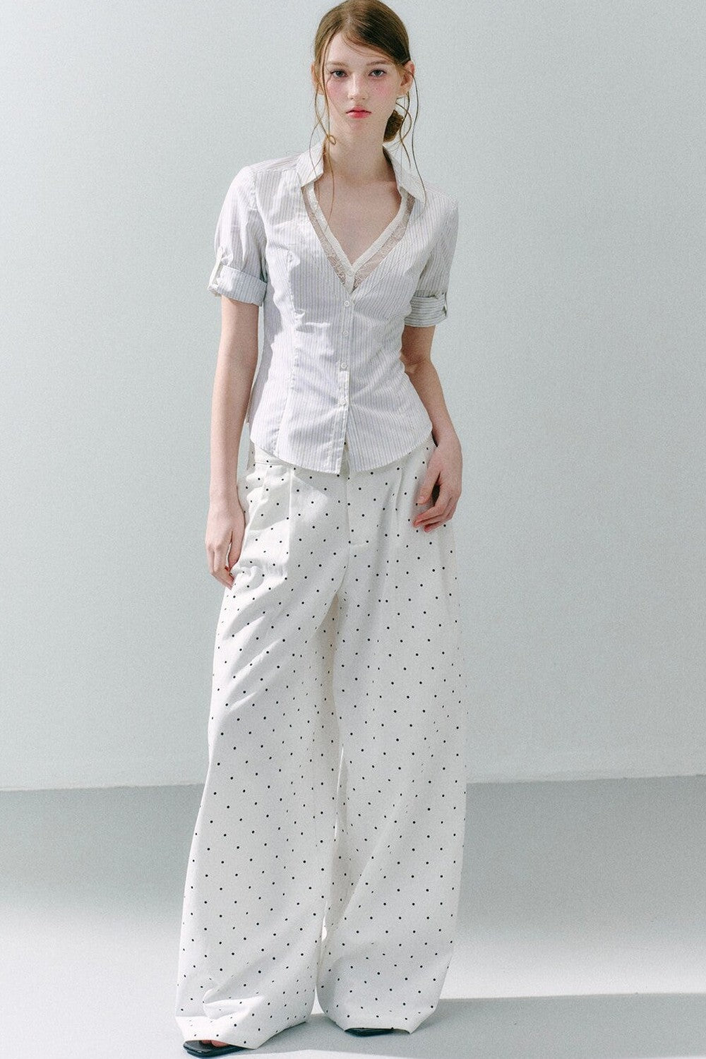 Lace Low Neck Two-Piece Blouse