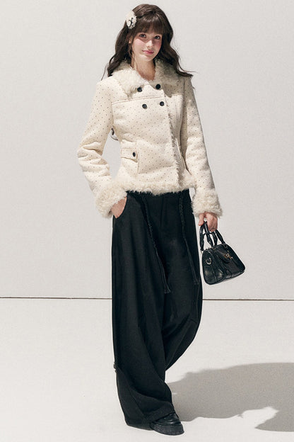 Polka Dot Faux Fur Jacket