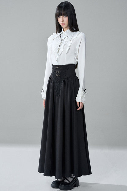 Gothic Black Skirt and White Shirt Set-Up