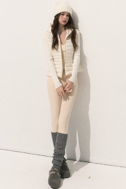 Knitted Patchwork Ribbed Down Jacket