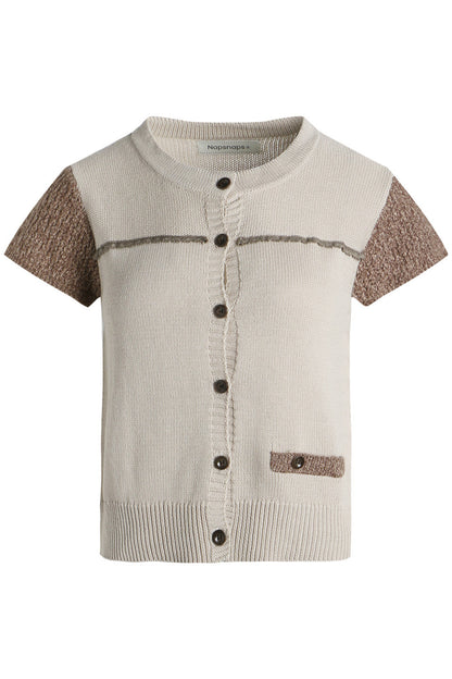 Hollow-out Short Sleeve Knit Cardigan