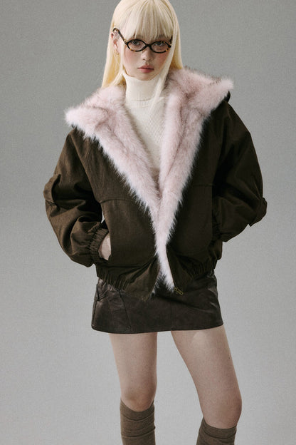 Thick Plush Hooded Jacket