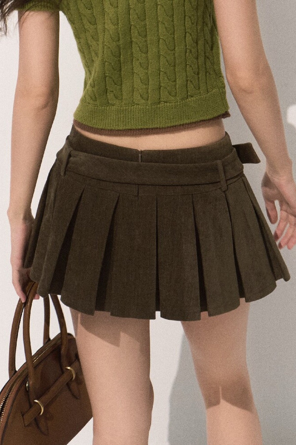 Lyocell High-Waisted Pleated Skirt