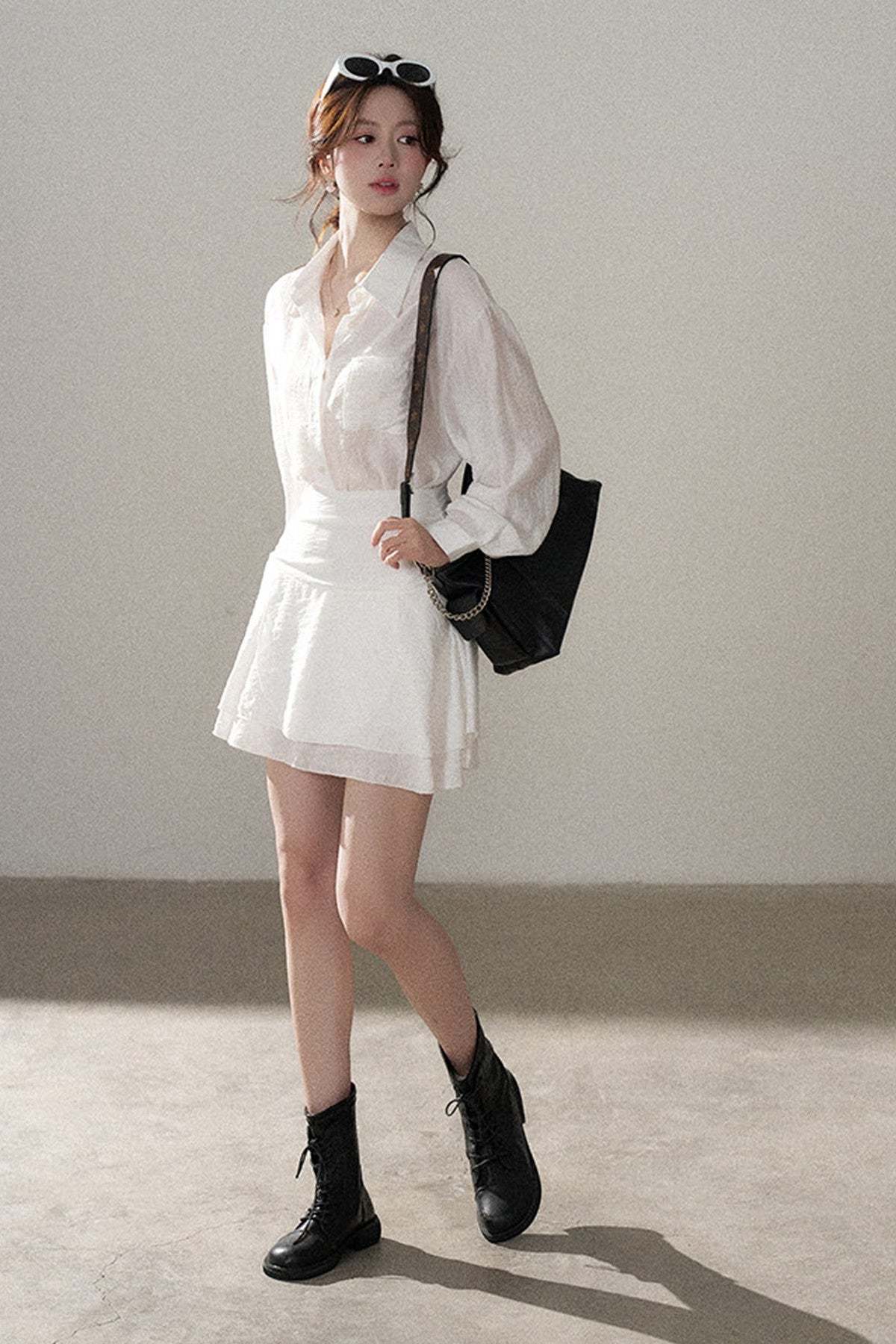 White Shirt and Skirt Set