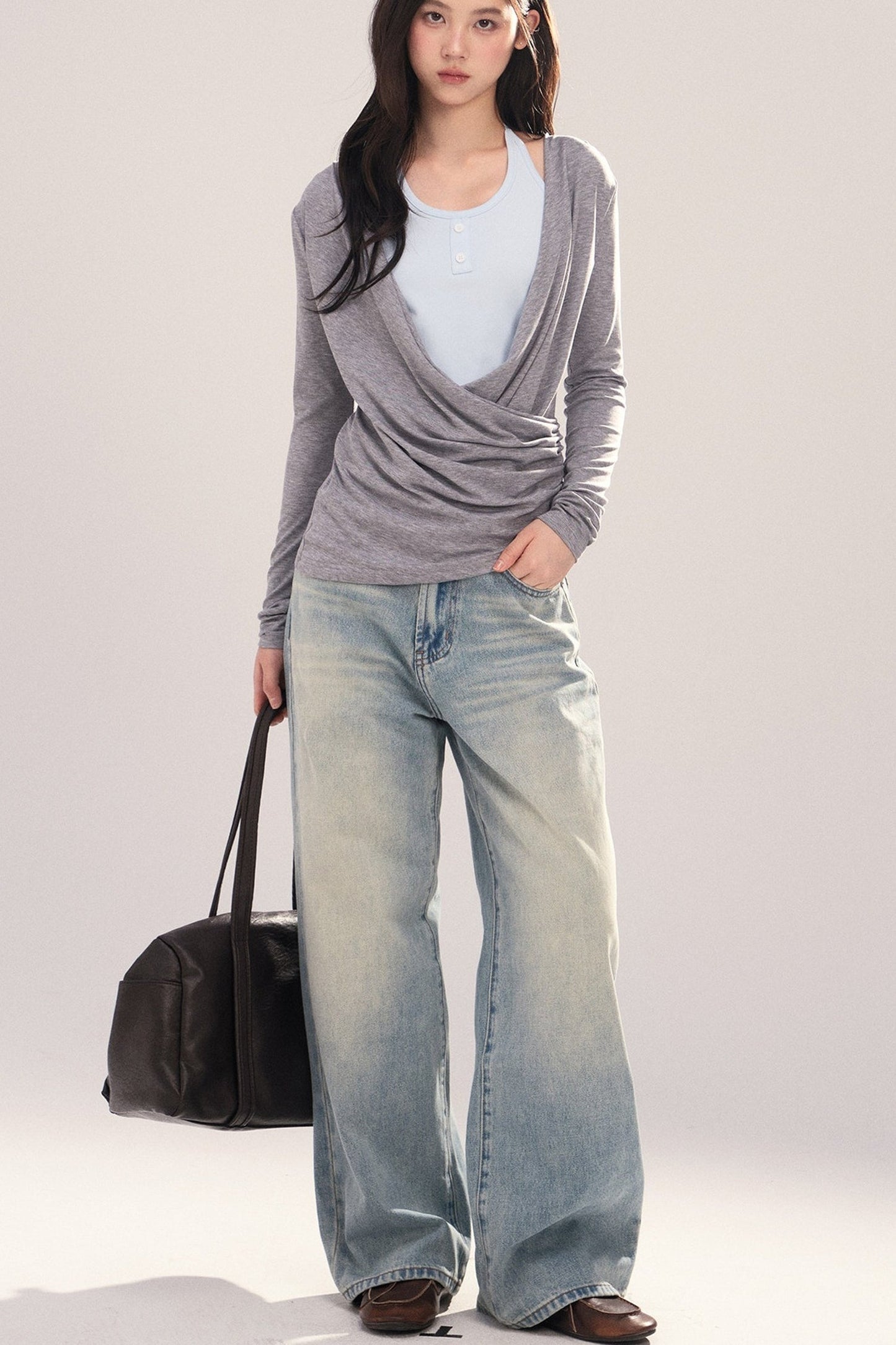 Layered-Look Long-Sleeve Top