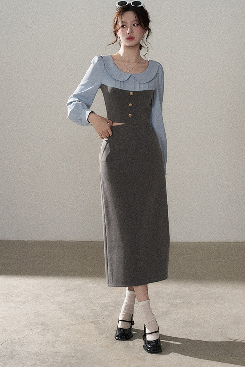 Color-Block Top and Skirt Set-Up