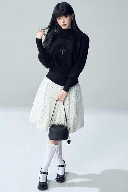 Short Batwing Knit Top