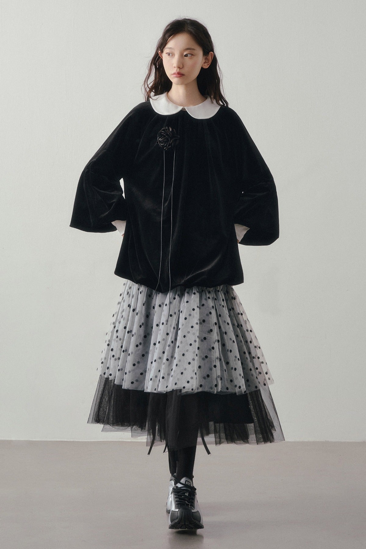Polka Dot Patchwork Tulle Skirt