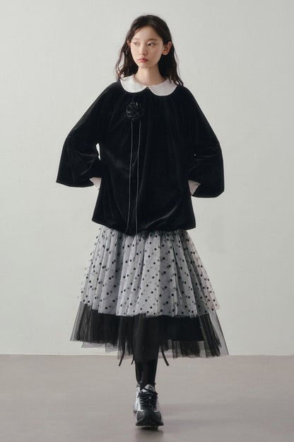 Polka Dot Patchwork Tulle Skirt