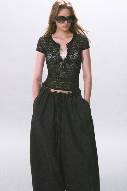 Pantalones farol negros fruncidos