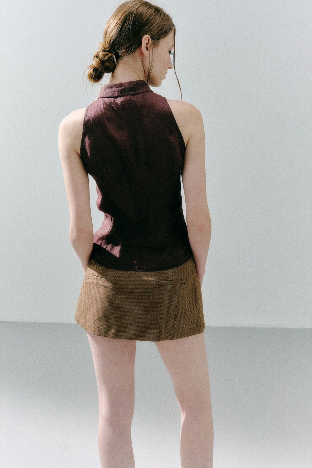 Ramie Dotted Jacquard Halter Top
