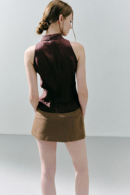 Ramie Dotted Jacquard Halter Top