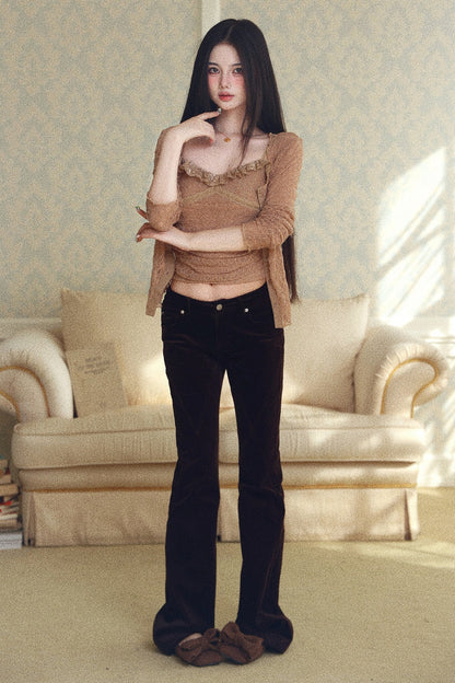 Textured Lace Camisole Cardigan Set-Up