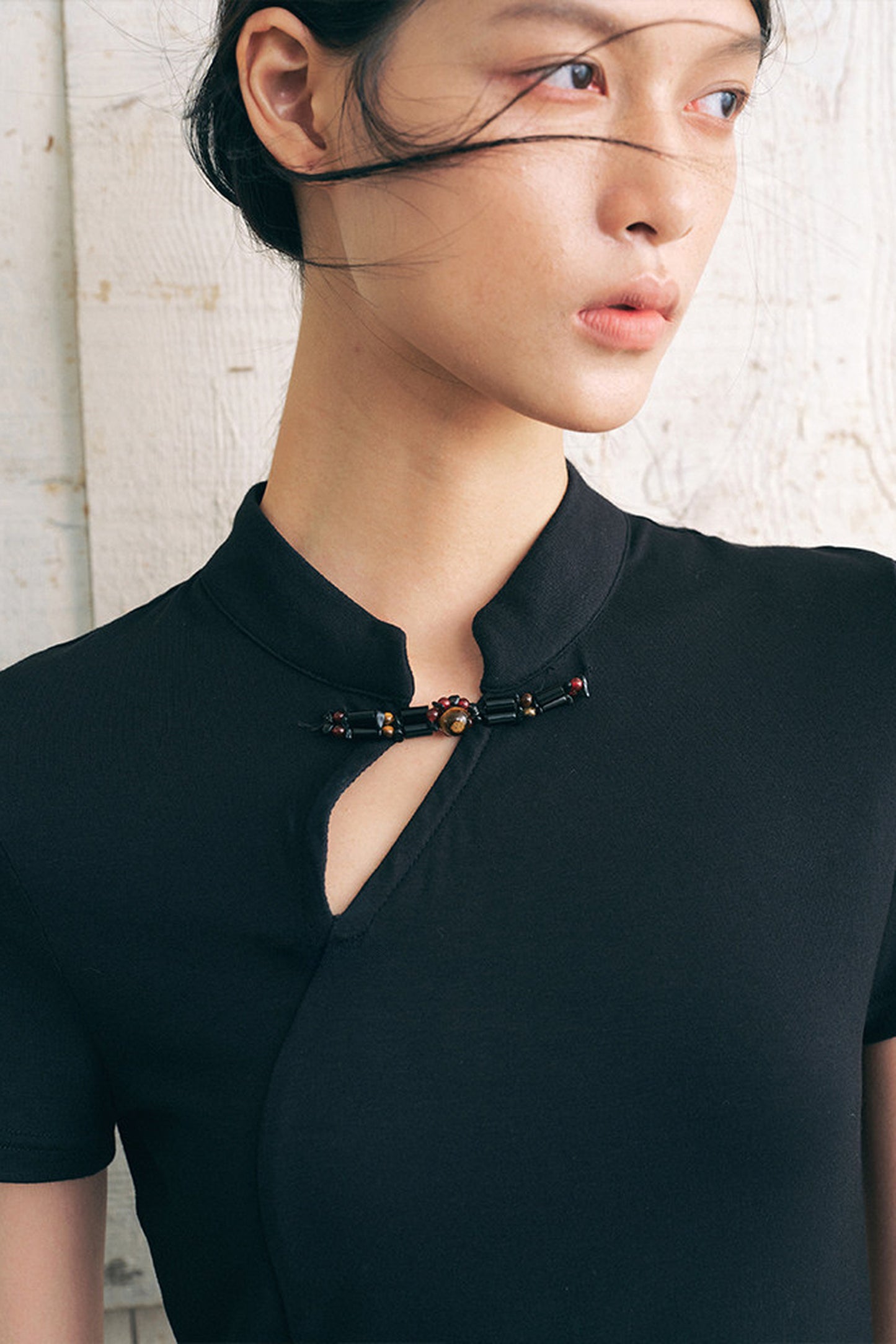 New Chinese Style Diagonal Closure Short Sleeve Top