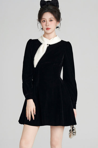 Black Velvet Collar Dress
