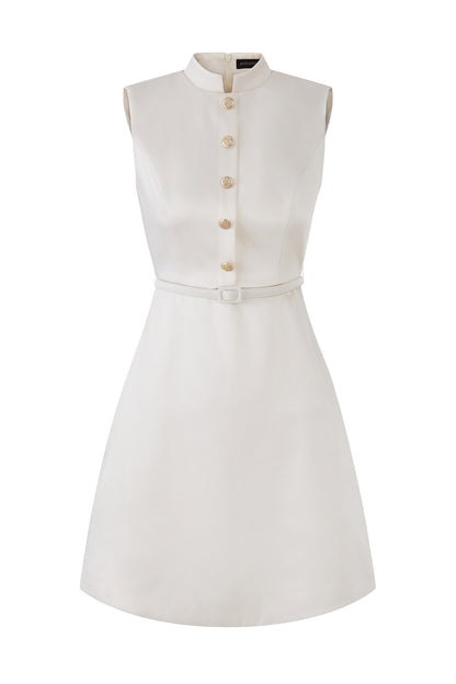 A-Linien-Kleid mit Stehkragen