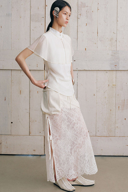 Detachable Cape Sleeveless Shirt