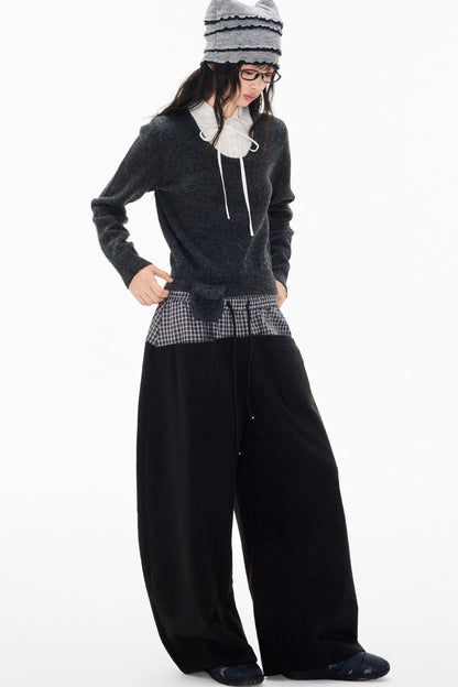 Patchwork Doll Collar Pullover Sweater