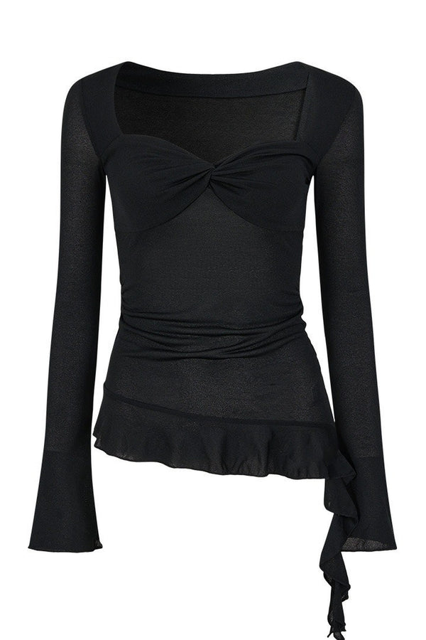 Twist Ruffle Pleated Blouse