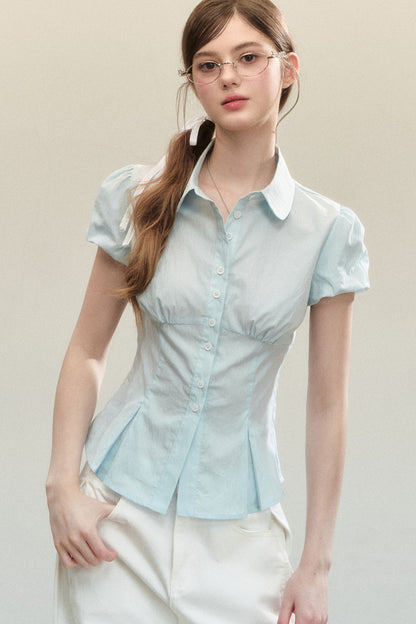 Blue Short-Sleeved Shirt