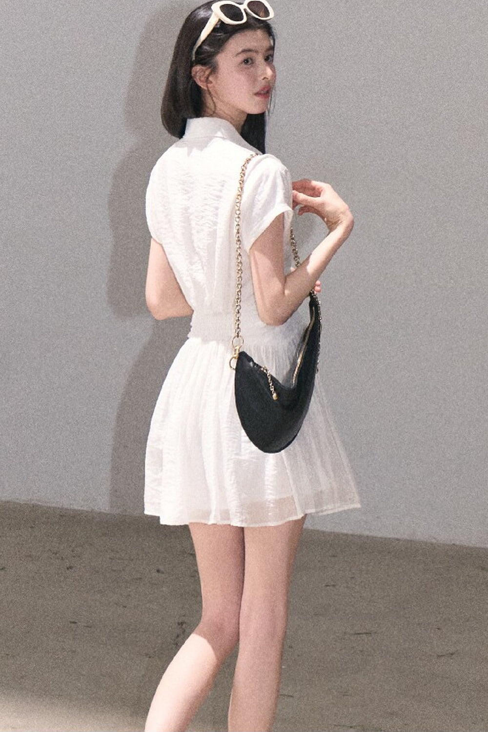 Lyocell Sheer Tie-Up Dress