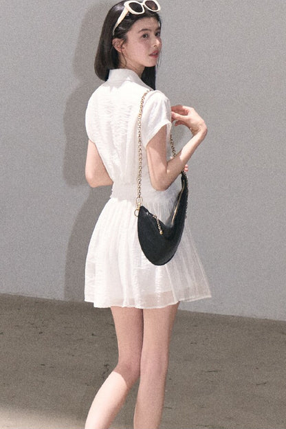 Lyocell Sheer Tie-Up Dress