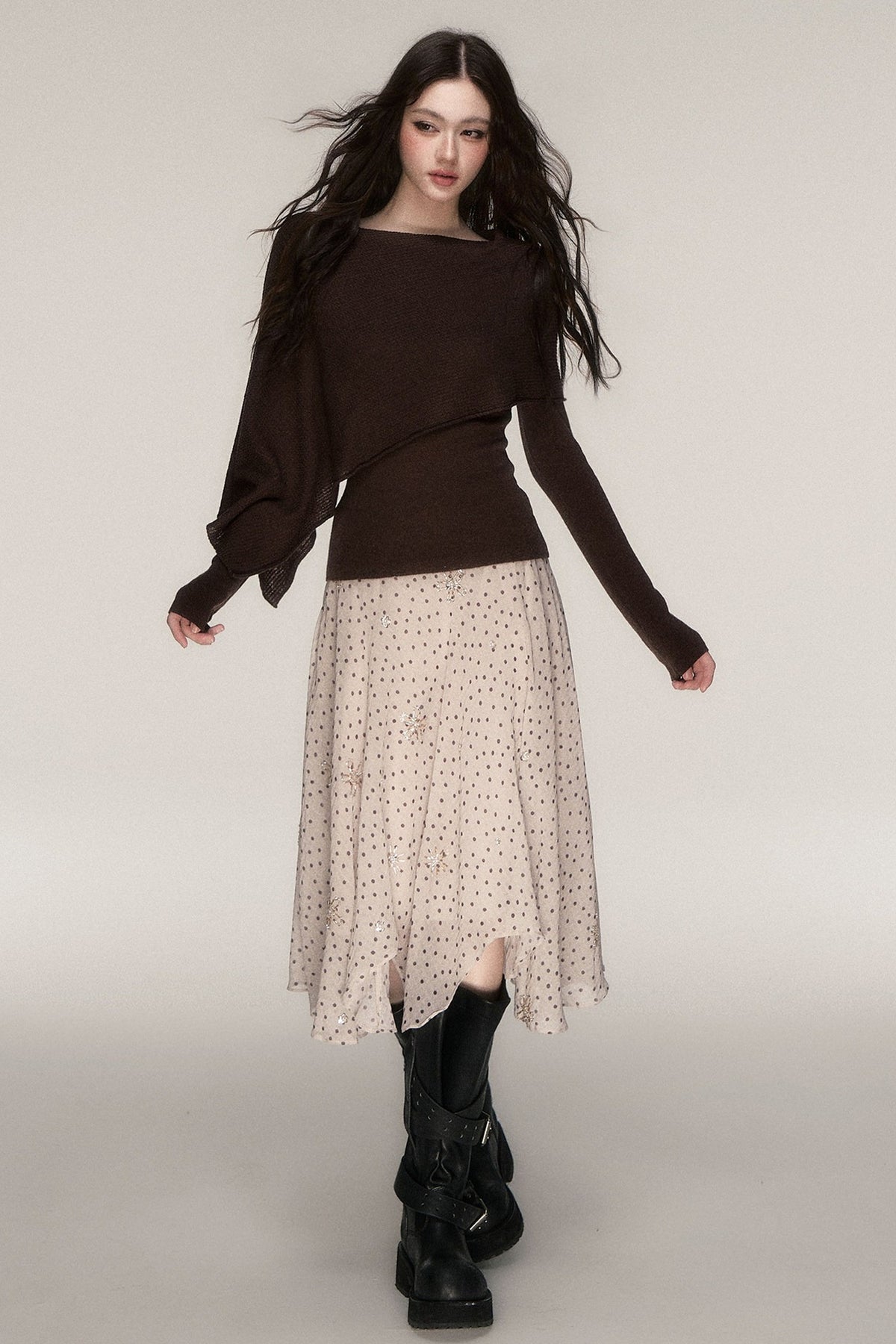Weiches Windcape-Pullover-Strickoberteil