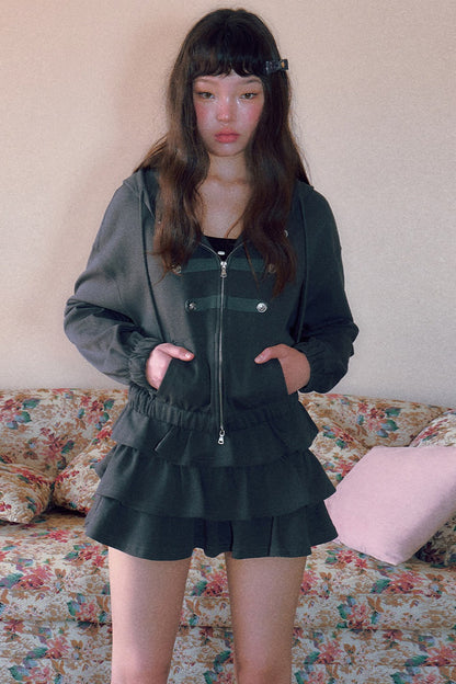Retro Napoleon Hooded Sweatshirt and Skirt Set-Up