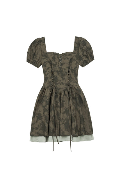 Dark Moss Waist Cincher Dress